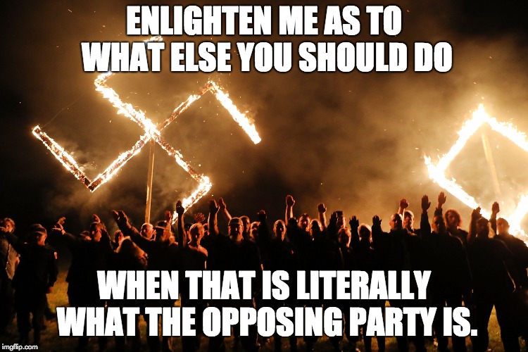 ENLIGHTEN ME AS TO WHAT ELSE YOU SHOULD DO WHEN THAT IS LITERALLY WHAT THE OPPOSING PARTY IS. | made w/ Imgflip meme maker