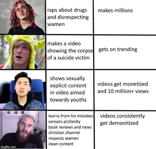 YouTube why  | image tagged in youtube,pewdiepie,lil pump,ricegum,logan paul | made w/ Imgflip meme maker
