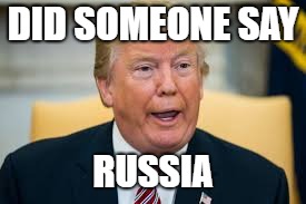 DID SOMEONE SAY; RUSSIA | image tagged in trump russia | made w/ Imgflip meme maker