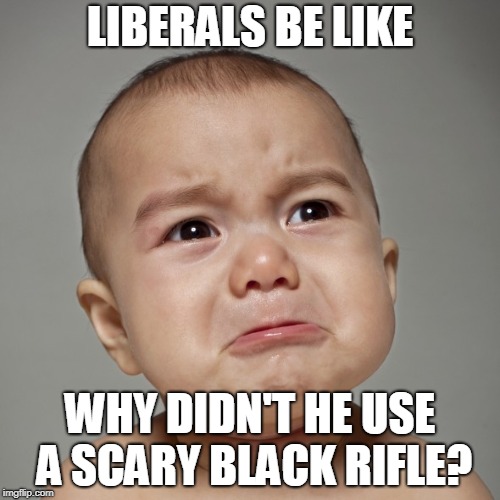 LIBERALS BE LIKE; WHY DIDN'T HE USE A SCARY BLACK RIFLE? | made w/ Imgflip meme maker