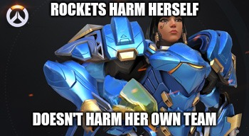pharah logic | ROCKETS HARM HERSELF; DOESN'T HARM HER OWN TEAM | image tagged in pharah,overwatch,logic,overwatch memes,memes | made w/ Imgflip meme maker