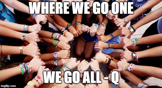 The Call for UNity | WHERE WE GO ONE; WE GO ALL - Q | image tagged in the call for unity | made w/ Imgflip meme maker