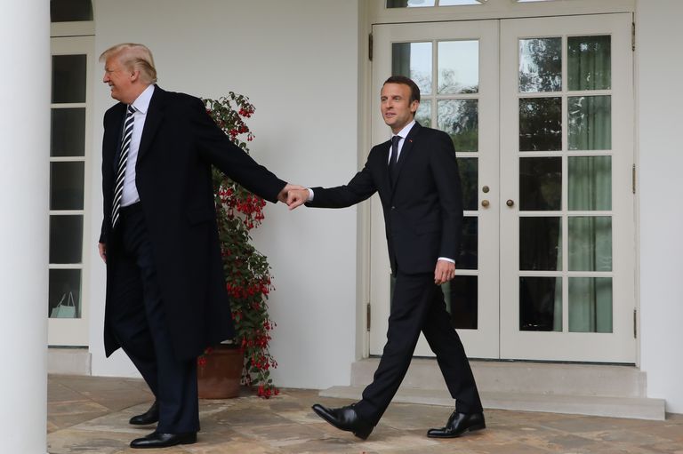 Trump Macron Handholding Blank Meme Template