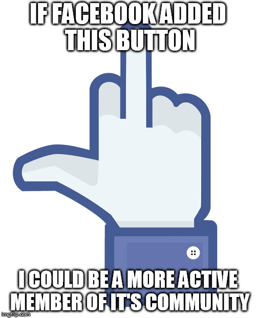 The finger 2 | IF FACEBOOK ADDED THIS BUTTON; I COULD BE A MORE ACTIVE MEMBER OF IT'S COMMUNITY | image tagged in the finger 2 | made w/ Imgflip meme maker