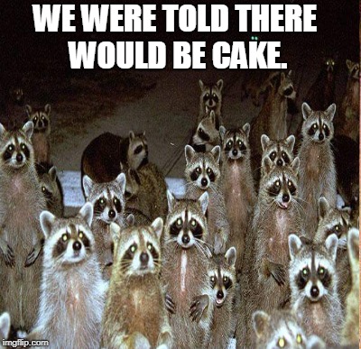 WE WERE TOLD THERE WOULD BE CAKE. | made w/ Imgflip meme maker