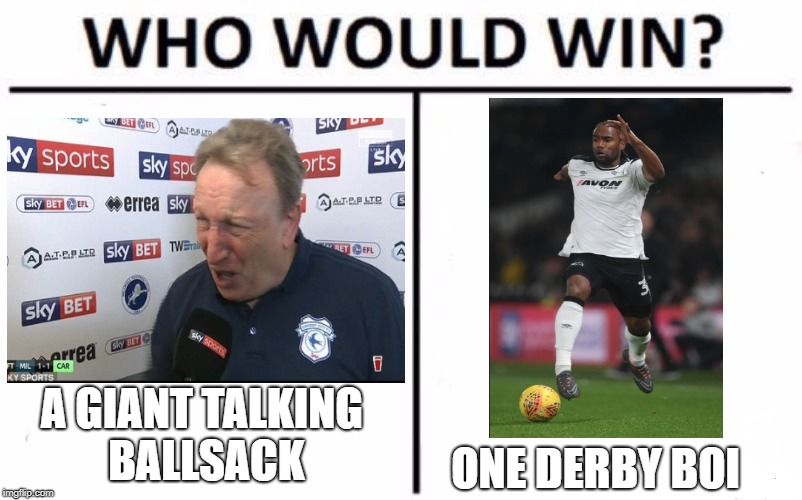 Who Would Win? Meme | A GIANT TALKING BALLSACK; ONE DERBY BOI | image tagged in memes,who would win | made w/ Imgflip meme maker