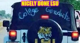 We are doomed | NICELY DONE LSU | image tagged in lsu,college graduate,pipe_picasso,misspell | made w/ Imgflip meme maker