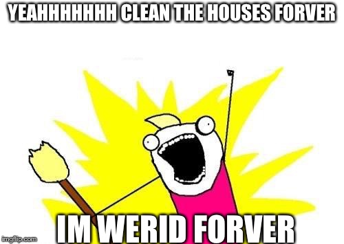 X All The Y | YEAHHHHHHH CLEAN THE HOUSES FORVER; IM WERID FORVER | image tagged in memes,x all the y | made w/ Imgflip meme maker