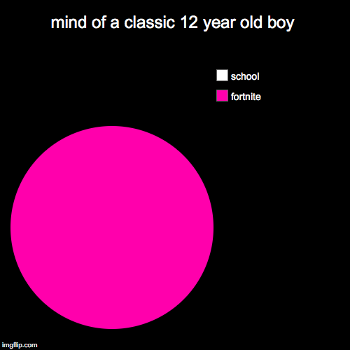 mind of a classic 12 year old boy | fortnite, school | image tagged in funny,pie charts | made w/ Imgflip chart maker