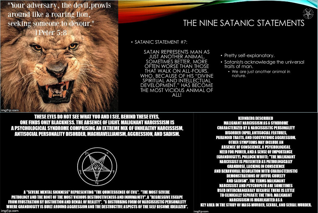 Evil in all it's glory. | image tagged in the devil,satan,satanic statements,malignant narcissism,vicious,lion | made w/ Imgflip meme maker