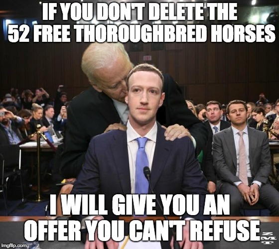 IF YOU DON'T DELETE THE 52 FREE THOROUGHBRED HORSES; I WILL GIVE YOU AN OFFER YOU CAN'T REFUSE | image tagged in horses | made w/ Imgflip meme maker