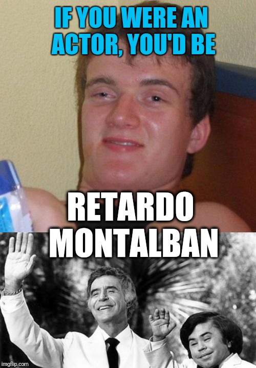 Duh Plane Truth | IF YOU WERE AN ACTOR, YOU'D BE; RETARDO MONTALBAN | image tagged in 10 guy,bad luck brian,memes,bad puns,fantasy island,bye felicia | made w/ Imgflip meme maker