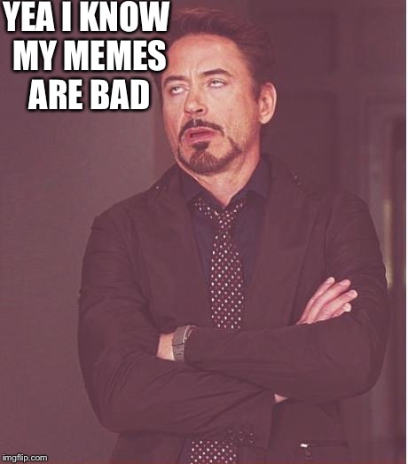 Face You Make Robert Downey Jr Meme | YEA I KNOW MY MEMES ARE BAD | image tagged in memes,face you make robert downey jr | made w/ Imgflip meme maker