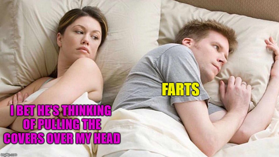 Dutch Oven? | FARTS; I BET HE'S THINKING OF PULLING THE COVERS OVER MY HEAD | image tagged in i bet he's thinking about other women,funny,farts | made w/ Imgflip meme maker