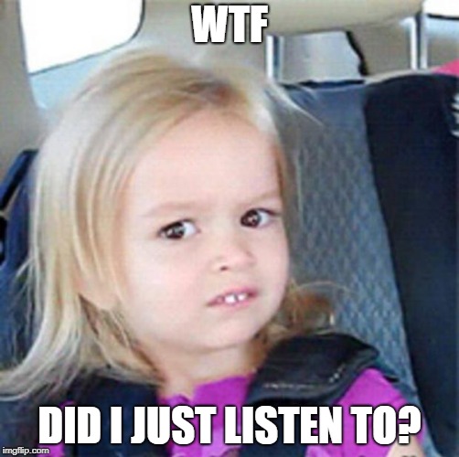 Confused Little Girl | WTF; DID I JUST LISTEN TO? | image tagged in confused little girl | made w/ Imgflip meme maker