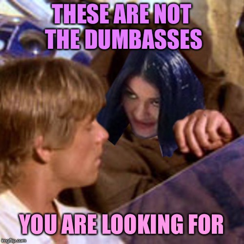 Obi Wan Mimobi | THESE ARE NOT THE DUMBASSES YOU ARE LOOKING FOR | image tagged in obi wan mimobi | made w/ Imgflip meme maker