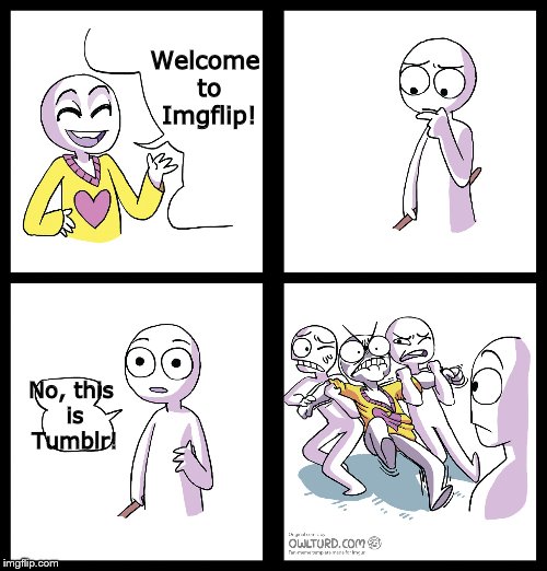 Imgflip VS Tumblr | Welcome to Imgflip! No, this is Tumblr! | image tagged in missed the point,imgflip,tumblr,welcome to imgflip | made w/ Imgflip meme maker