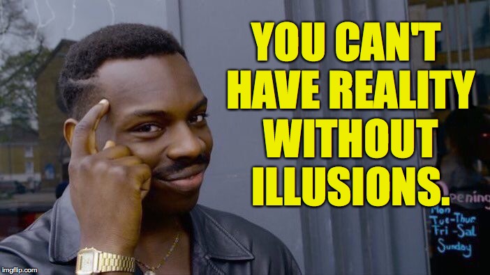 Roll Safe Think About It Meme | YOU CAN'T HAVE REALITY WITHOUT ILLUSIONS. | image tagged in memes,roll safe think about it | made w/ Imgflip meme maker