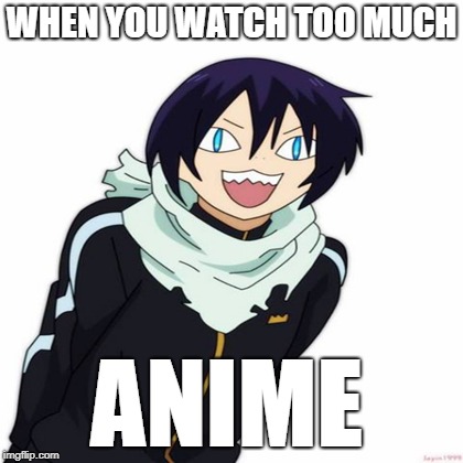 Noragami meme | WHEN YOU WATCH TOO MUCH; ANIME | image tagged in memes,anime | made w/ Imgflip meme maker