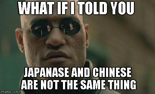 Matrix Morpheus Meme | WHAT IF I TOLD YOU; JAPANASE AND CHINESE ARE NOT THE SAME THING | image tagged in memes,matrix morpheus | made w/ Imgflip meme maker