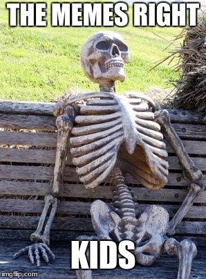 Waiting Skeleton Meme | THE MEMES RIGHT KIDS | image tagged in memes,waiting skeleton | made w/ Imgflip meme maker