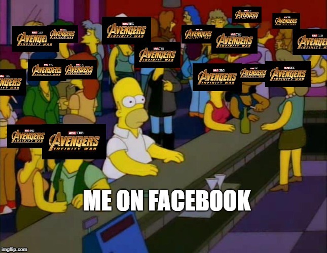 Infinity war facebook right now | image tagged in infinity war,facebook,facebook right now,hommer,avengers | made w/ Imgflip meme maker