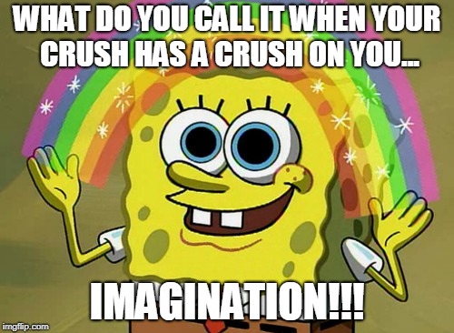 Crush On You | WHAT DO YOU CALL IT WHEN YOUR CRUSH HAS A CRUSH ON YOU... IMAGINATION!!! | image tagged in memes,imagination spongebob | made w/ Imgflip meme maker