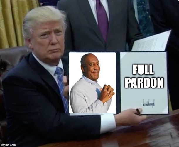 Birds of a feather. | FULL PARDON | image tagged in memes,trump bill signing | made w/ Imgflip meme maker