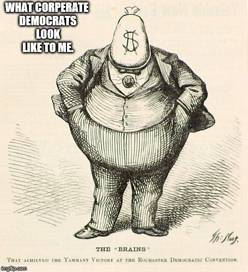 WHAT CORPERATE DEMOCRATS LOOK LIKE TO ME. | image tagged in greed | made w/ Imgflip meme maker