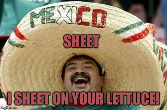 mexican word of the day | SHEET; I SHEET ON YOUR LETTUCE! | image tagged in mexican word of the day | made w/ Imgflip meme maker