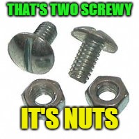 THAT'S TWO SCREWY IT'S NUTS | made w/ Imgflip meme maker