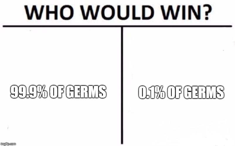 Who Would Win? Meme | 99.9% OF GERMS; 0.1% OF GERMS | image tagged in memes,who would win | made w/ Imgflip meme maker