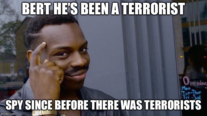 Roll Safe Think About It Meme | BERT HE’S BEEN A TERRORIST SPY SINCE BEFORE THERE WAS TERRORISTS | image tagged in memes,roll safe think about it | made w/ Imgflip meme maker