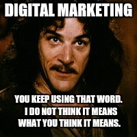 DIGITAL MARKETING YOU KEEP USING THAT WORD.   I DO NOT THINK IT MEANS WHAT YOU THINK IT MEANS. | made w/ Imgflip meme maker