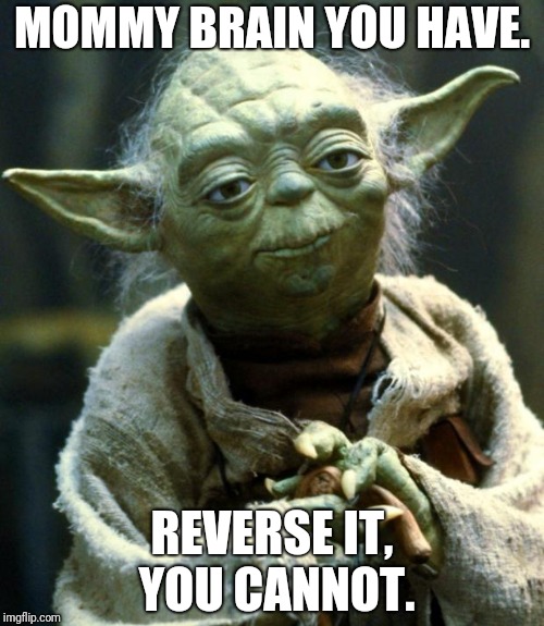 Star Wars Yoda | MOMMY BRAIN YOU HAVE. REVERSE IT, YOU CANNOT. | image tagged in memes,star wars yoda | made w/ Imgflip meme maker