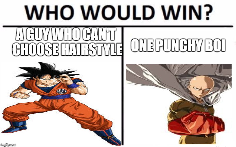 A GUY WHO CAN'T CHOOSE HAIRSTYLE; ONE PUNCHY BOI | image tagged in meme | made w/ Imgflip meme maker