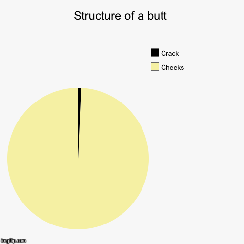 Structure of a butt | Cheeks, Crack | image tagged in funny,pie charts | made w/ Imgflip chart maker