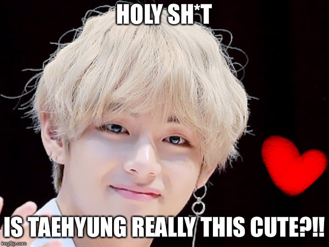 BTS V is way too cute | HOLY SH*T; IS TAEHYUNG REALLY THIS CUTE?!! | image tagged in bts,taehyung | made w/ Imgflip meme maker