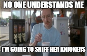 So I Guess You Can Say Things Are Getting Pretty Serious Meme | NO ONE UNDERSTANDS ME; I'M GOING TO SNIFF HER KNICKERS | image tagged in memes,so i guess you can say things are getting pretty serious | made w/ Imgflip meme maker