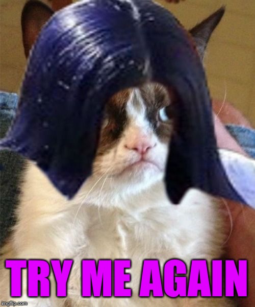 Grumpy doMima (flipped) | TRY ME AGAIN | image tagged in grumpy domima flipped | made w/ Imgflip meme maker