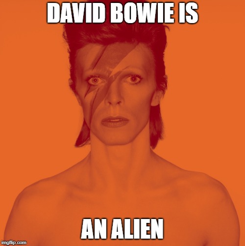 David Bowie Is | DAVID BOWIE IS; AN ALIEN | image tagged in david bowie is,david bowie | made w/ Imgflip meme maker