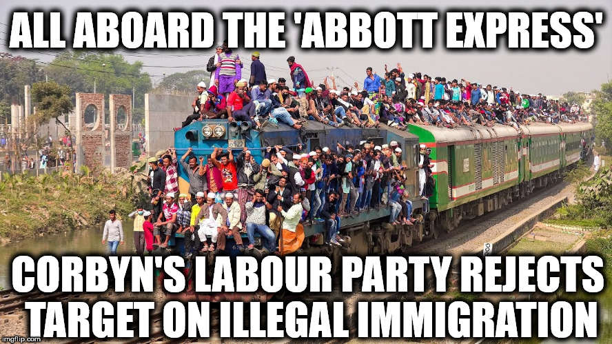 Corbyn/Abbott/Labour - illegal immigration target | ALL ABOARD THE 'ABBOTT EXPRESS'; CORBYN'S LABOUR PARTY REJECTS TARGET ON ILLEGAL IMMIGRATION | image tagged in corbyn eww,party of hate,corbyn windrush,abbott windrush,labour windrush,rudd windrush | made w/ Imgflip meme maker