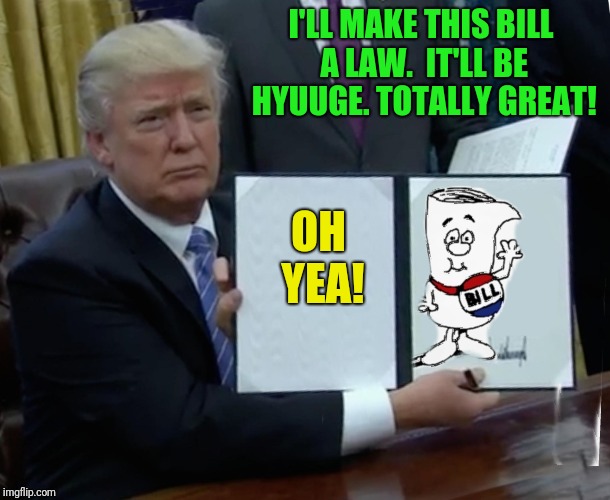 Rock on, Gen X | I'LL MAKE THIS BILL A LAW.  IT'LL BE HYUUGE. TOTALLY GREAT! OH YEA! | image tagged in bill | made w/ Imgflip meme maker
