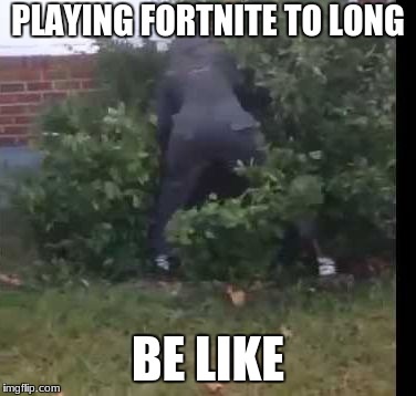 fortnit bush | PLAYING FORTNITE TO LONG; BE LIKE | image tagged in fortnit bush | made w/ Imgflip meme maker
