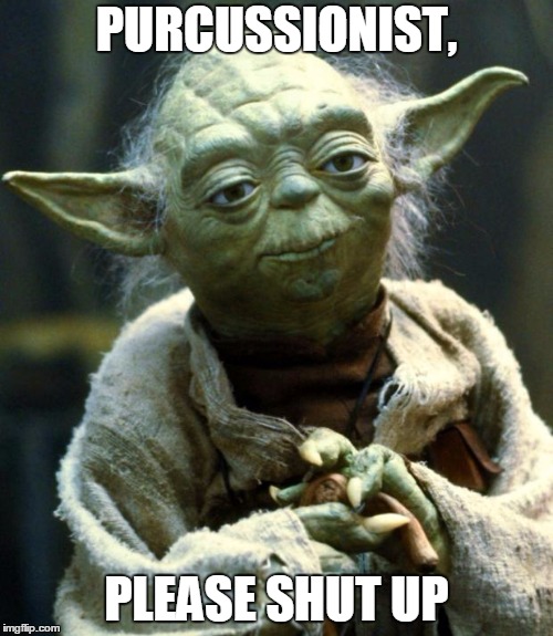Star Wars Yoda | PURCUSSIONIST, PLEASE SHUT UP | image tagged in memes,star wars yoda | made w/ Imgflip meme maker