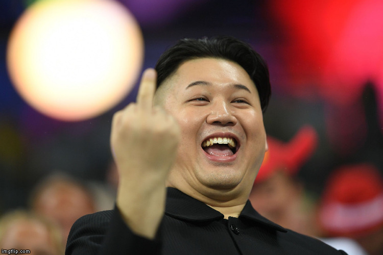 Kim Jong Un middle finger | . | image tagged in kim jong un middle finger | made w/ Imgflip meme maker