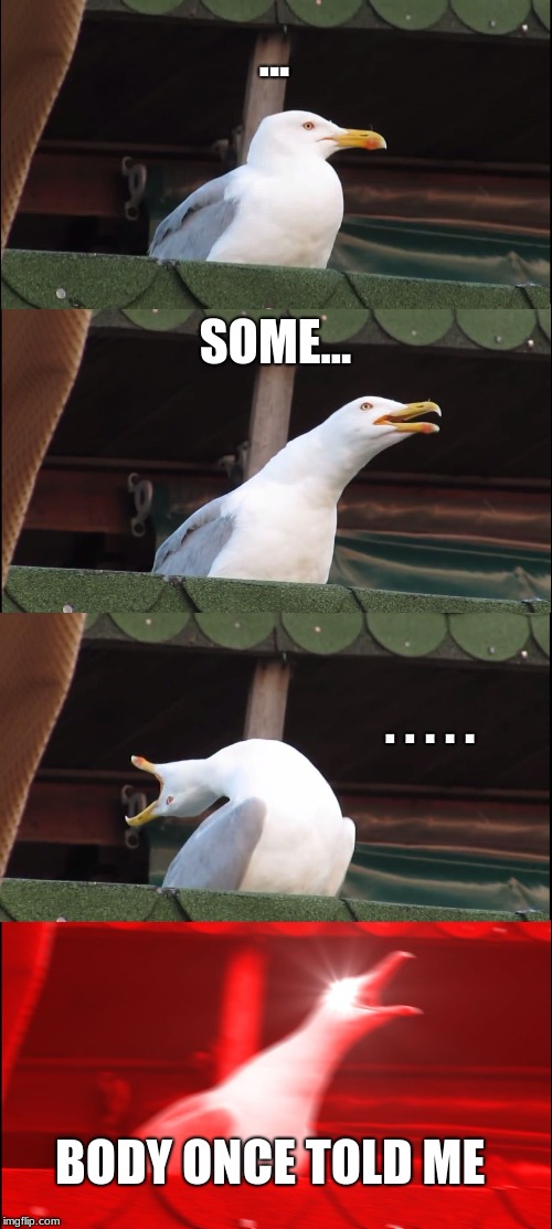 Inhaling Seagull | ... SOME... . . . . . BODY ONCE TOLD ME | image tagged in memes,inhaling seagull | made w/ Imgflip meme maker