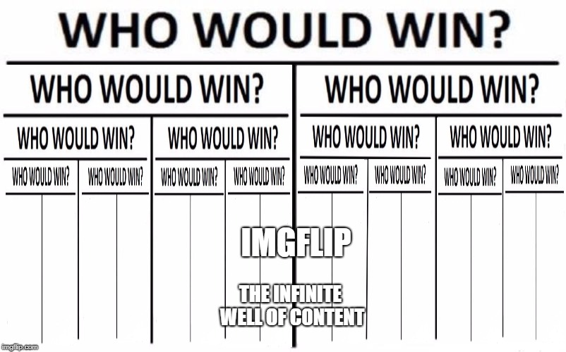 Imgflip in a nutshell | IMGFLIP; THE INFINITE WELL OF CONTENT | image tagged in imgflip,inception,who would win | made w/ Imgflip meme maker