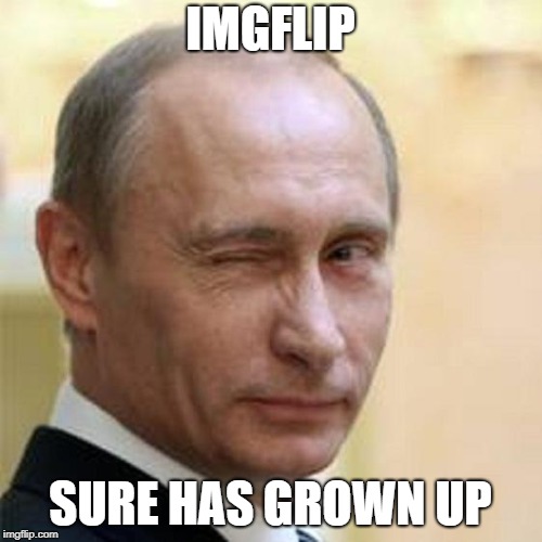 Putin Wink | IMGFLIP SURE HAS GROWN UP | image tagged in putin wink | made w/ Imgflip meme maker