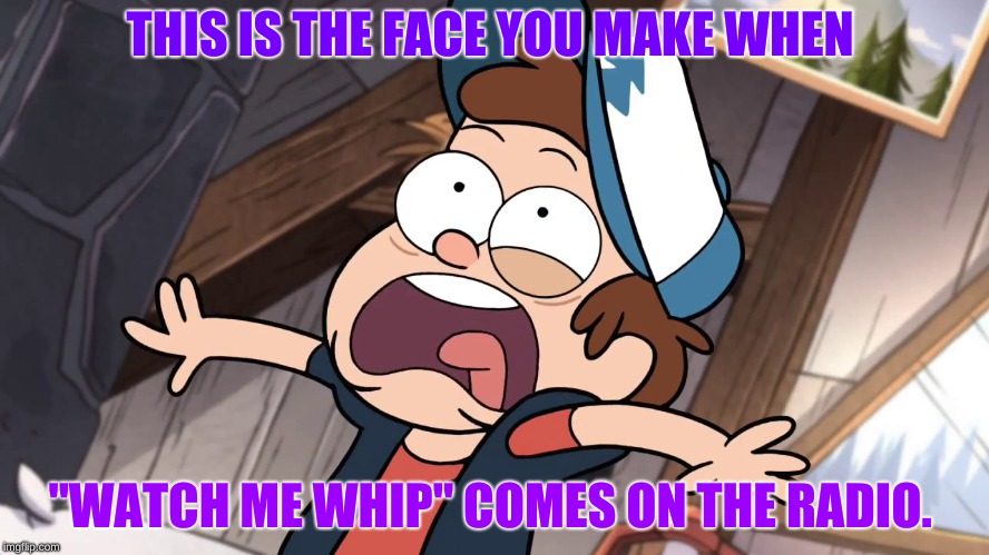 Horrible Music=Dipper's Girly Memorable Scream-Gravity Falls | THIS IS THE FACE YOU MAKE WHEN; "WATCH ME WHIP" COMES ON THE RADIO. | image tagged in funny,dipper pines,gravity falls | made w/ Imgflip meme maker